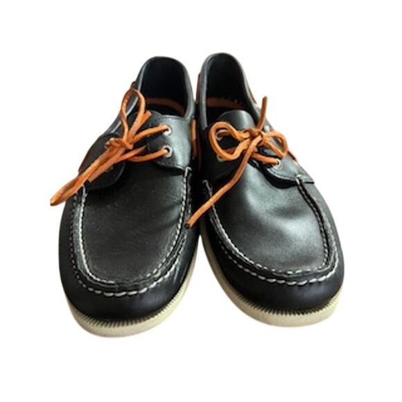 Sperry Men\'s 11.5M Black Top-Sider Boat Shoes w/Orange Laces main image 8
